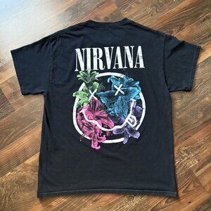 Nirvana "Rainbow Floral Smiley" T-Shirt - Size L